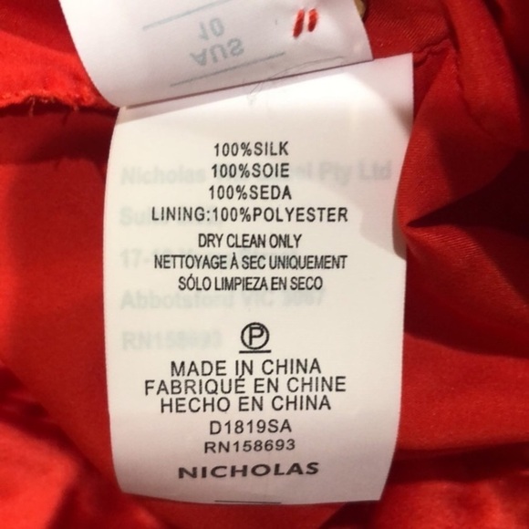 NEW NICHOLAS Gathered Party Dress Size US 12 Scarlett Red Ruched Long Sleeve - Picture 5 of 10